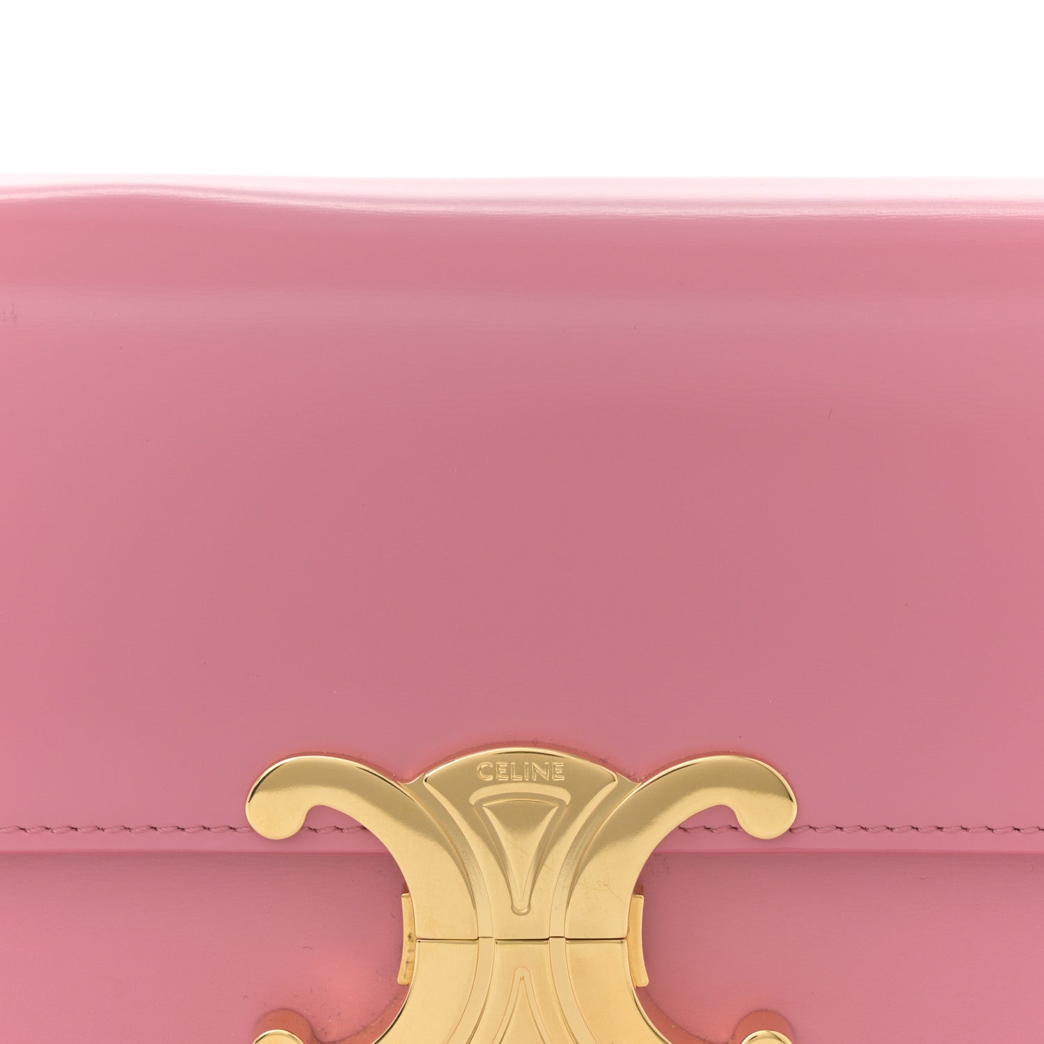Celine Shiny Calfskin Triomphe Shoulder Bag Flamingo 8 of 12