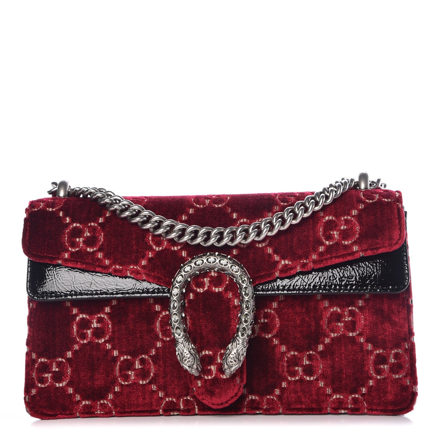 Gucci Velvet Skipper Crystal GG Monogram Small Dionysus Shoulder Bag Red Cipria Black Black Diamond 1 of 8