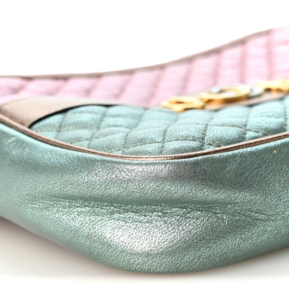 Gucci Laminated Nappa Trapuntata Small Zumi Shoulder Bag Rosa Lago Rame 9 of 10