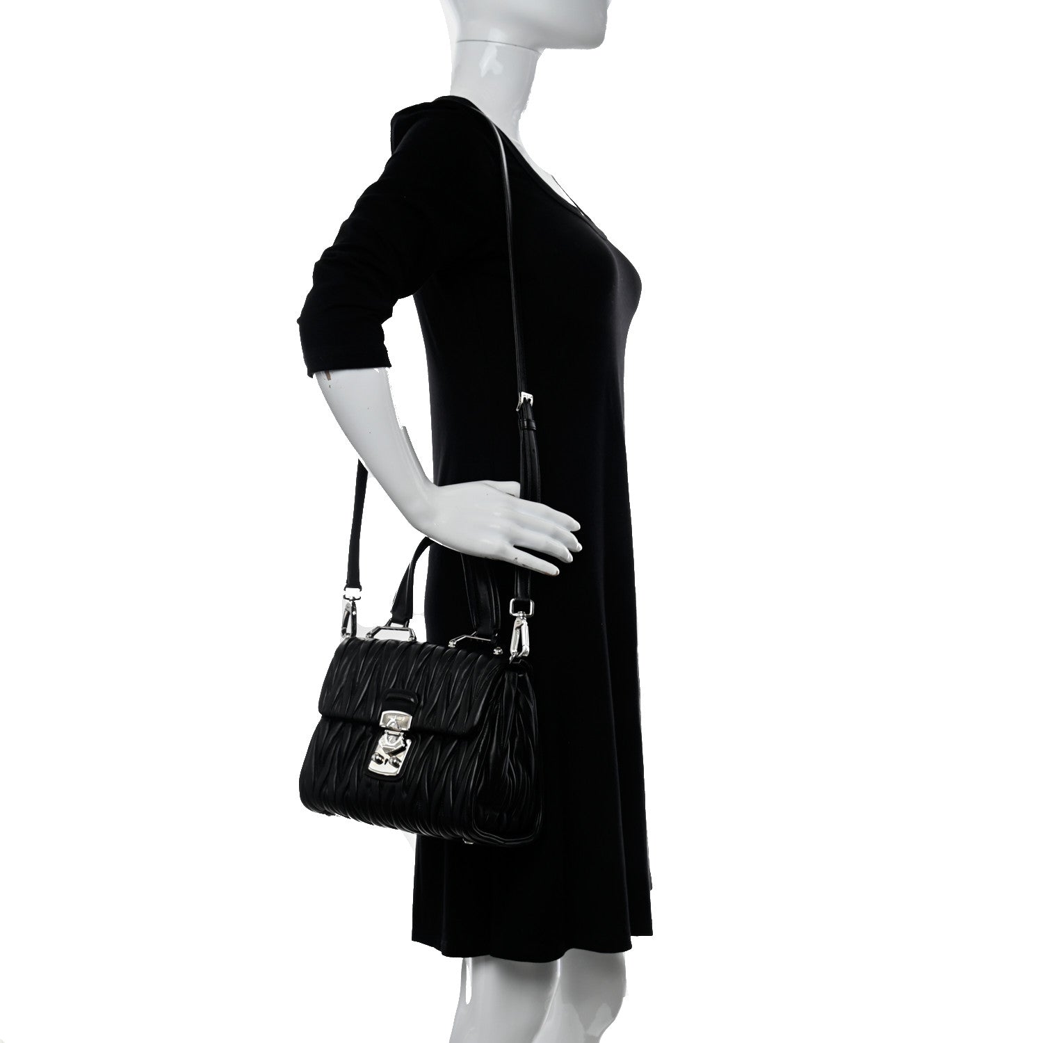 Miu Miu Nappa Matelasse Top Handle Tote Black 2 of 9