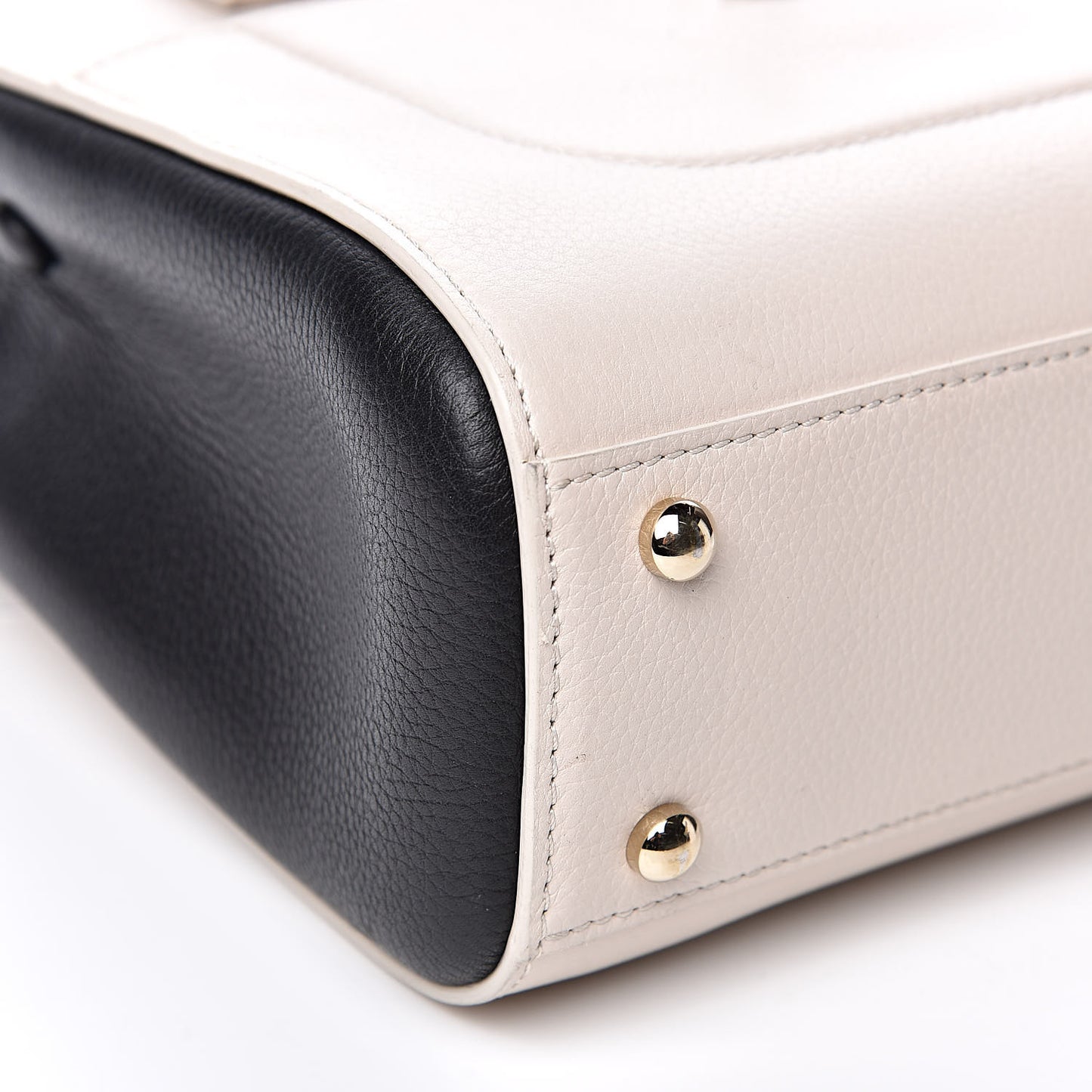 Grained Calfskin Mini Bi-Color Neo Executive Shopper Tote Beige Black
