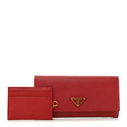 Prada Saffiano Metal Continental Flap Wallet Fuoco 1 of 11