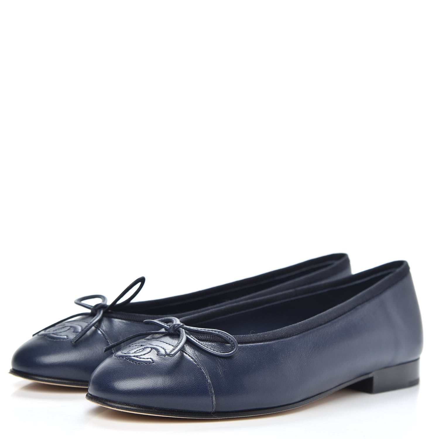 Chanel Lambskin CC Cap Toe Ballerina Flats 36 Navy 3 of 10