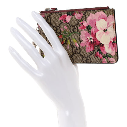 Gucci GG Supreme Monogram Blooms Key Ring Coin Case Beige Multicolor Dry Rose 2 of 7