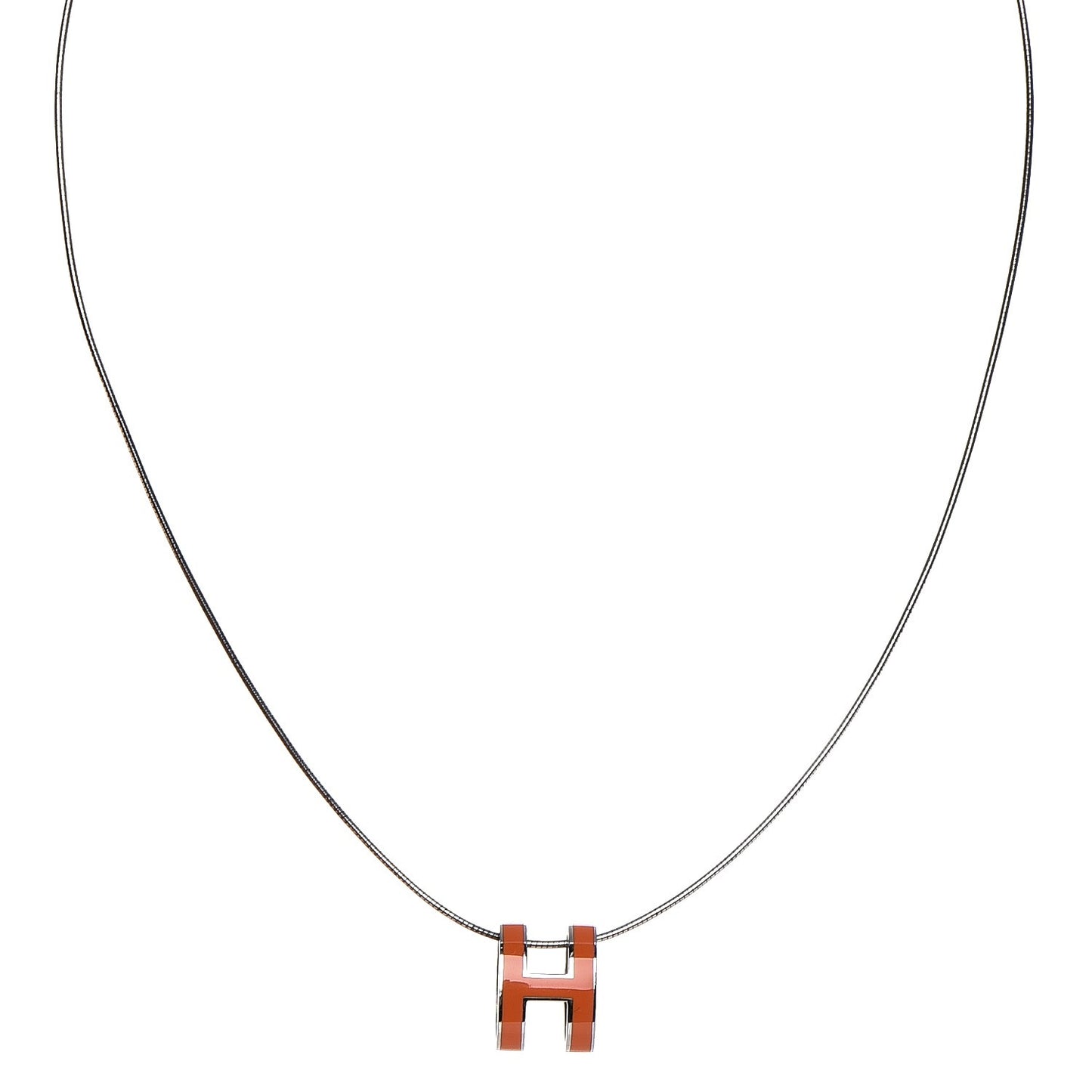 Lacquered Palladium Pop H Necklace Orange