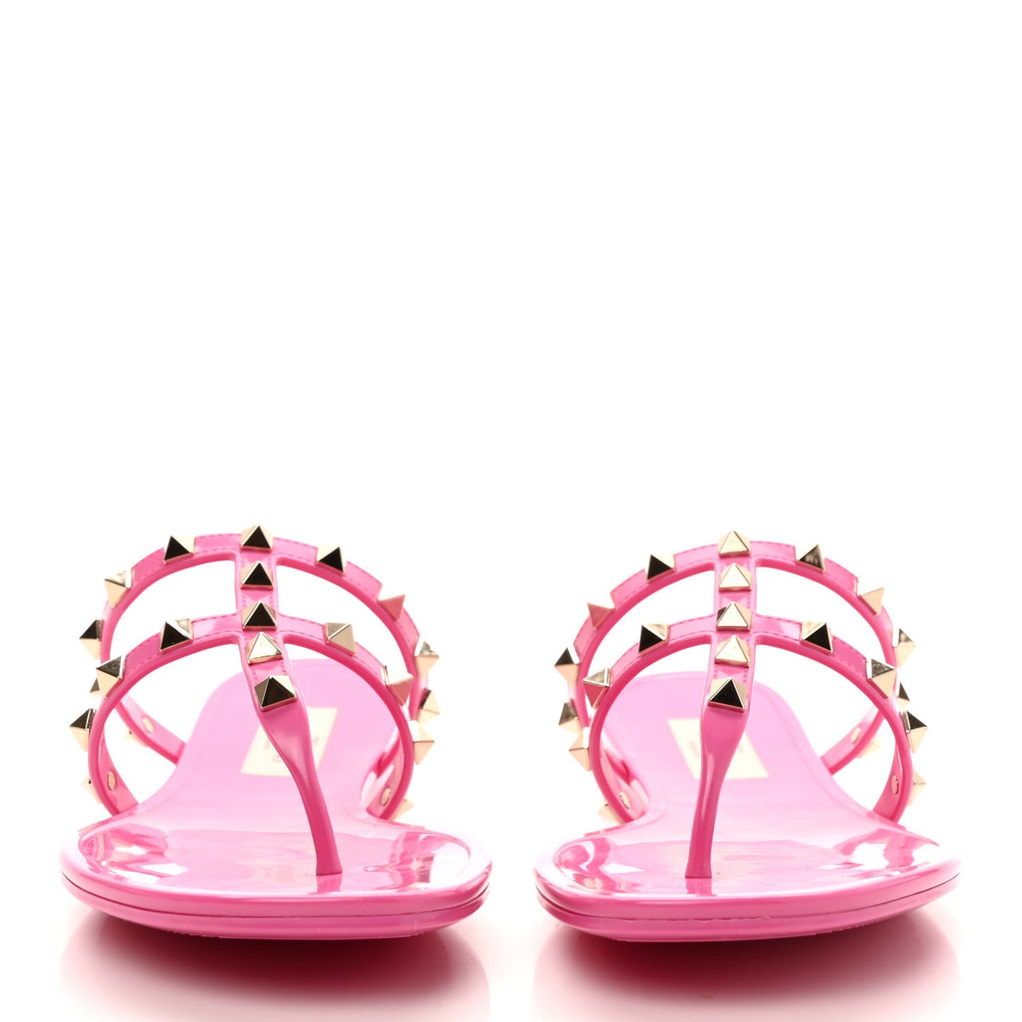 PVC Jelly Rockstud Caged Flat Thong Sandals 38 Dawn Pink