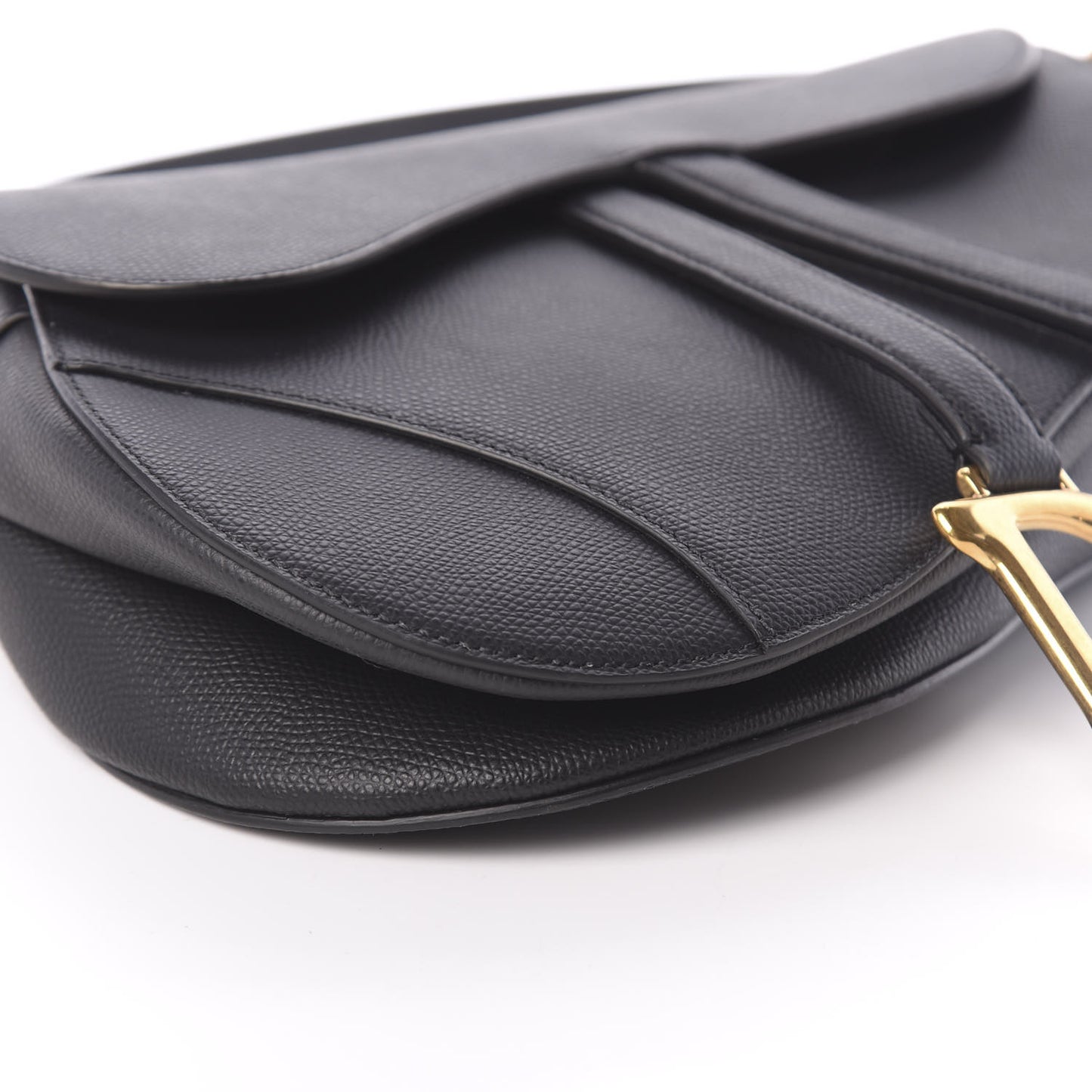 Grained Calfskin Saddle Bag Black