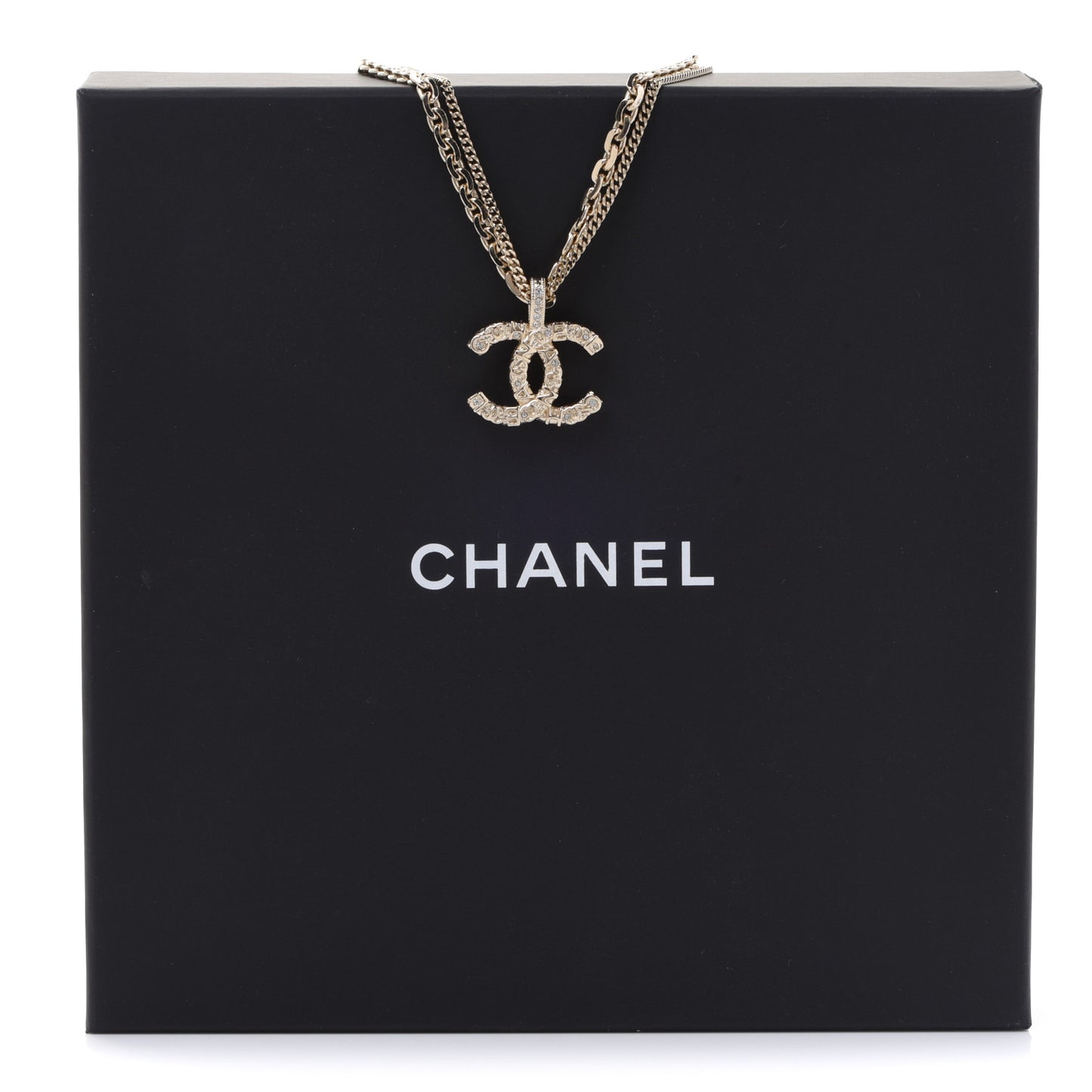 Crystal CC Multi Strand Chain Necklace Gold
