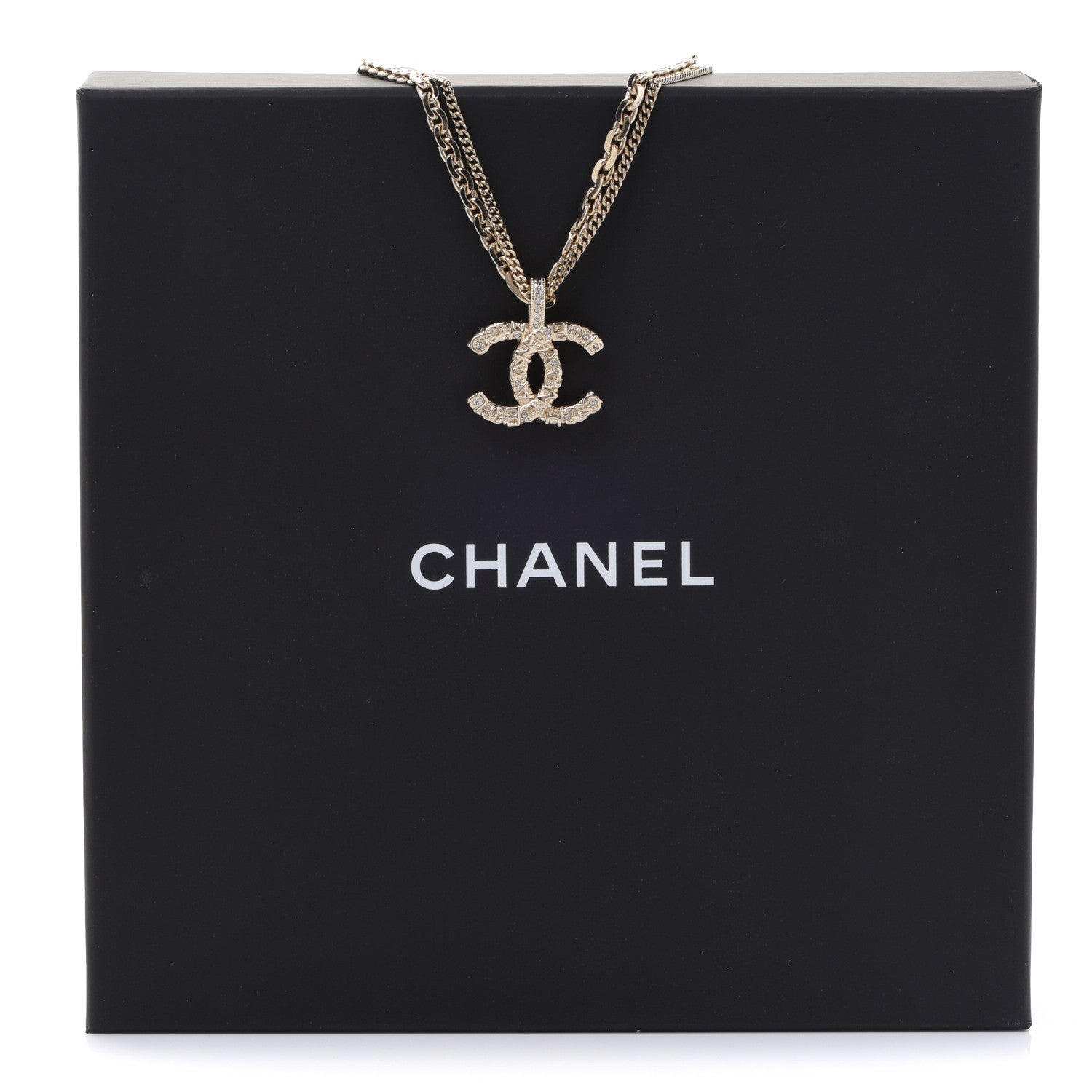 Chanel Crystal CC Multi Strand Chain Necklace Gold 6 of 6