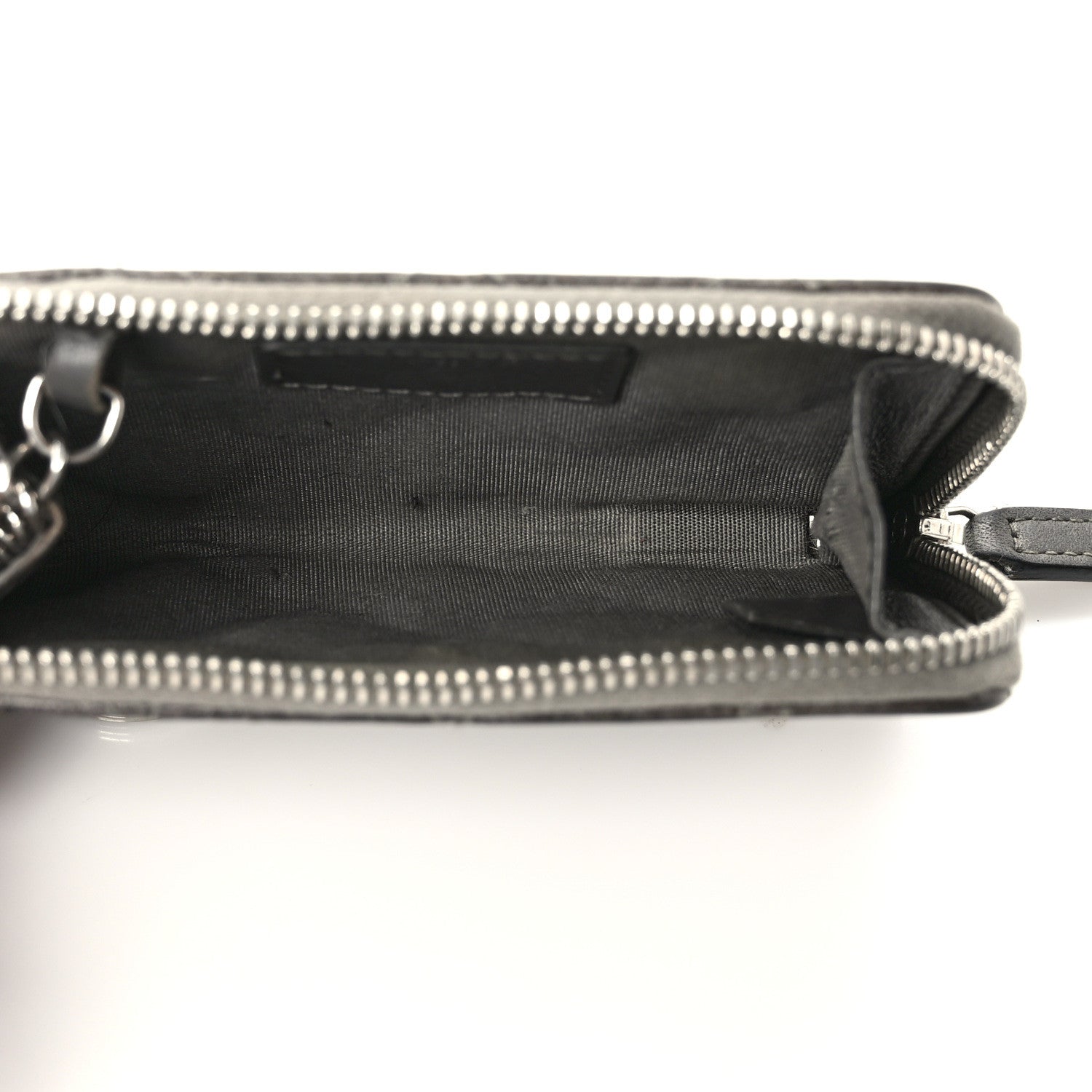 Chanel Lambskin Camellia Embossed Key Holder Case Grey 6 of 12