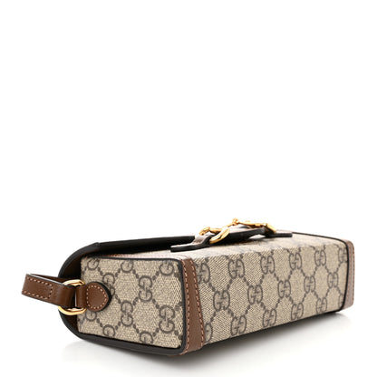 Gucci GG Supreme Monogram Mini Horsebit 1955 Shoulder Bag Beige Brown Sugar 4 of 11