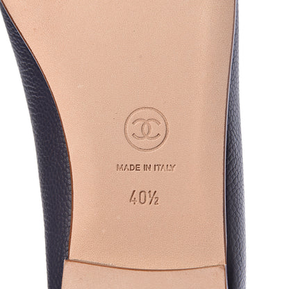 Chanel Caviar CC Cap Toe Ballerina Flats 40.5 Marine 8 of 10