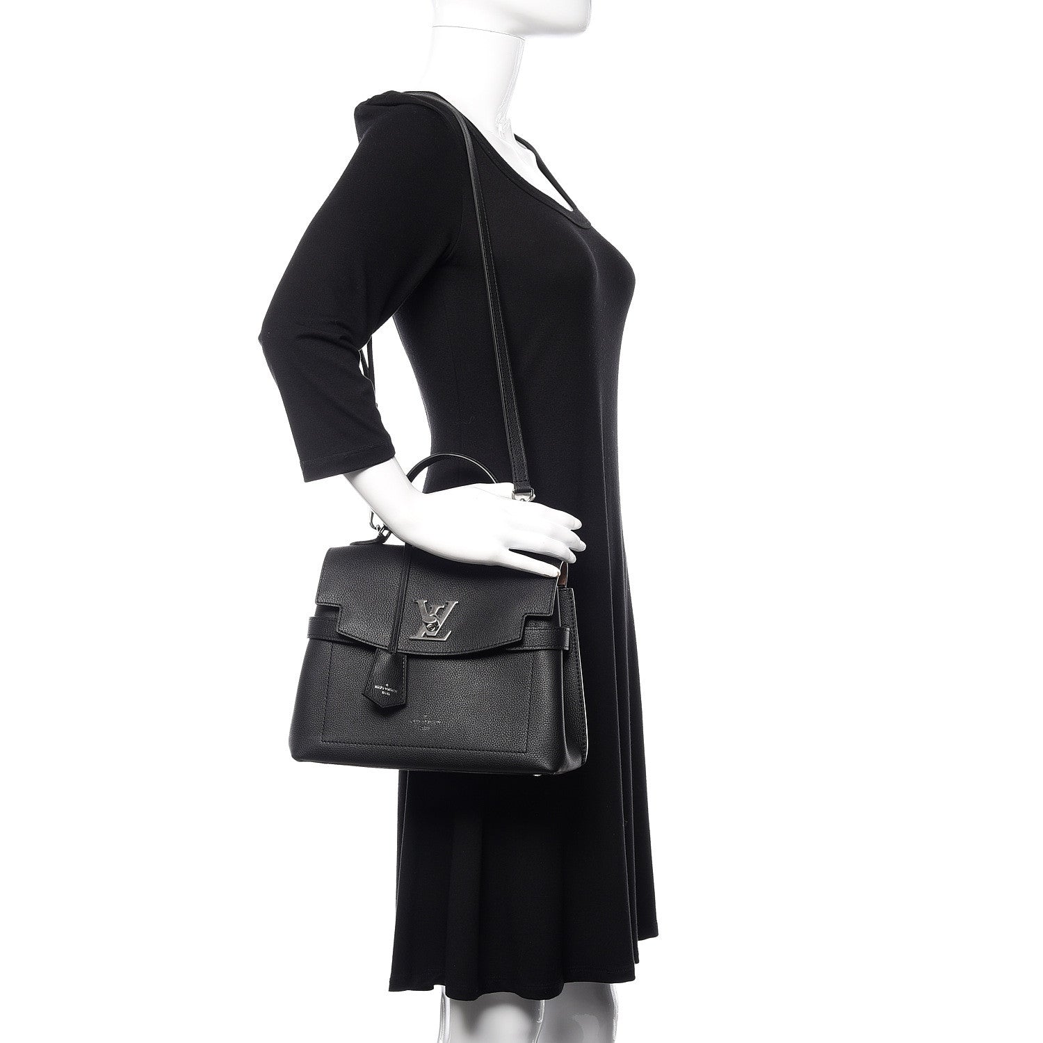 Louis Vuitton Calfskin Lockme Ever BB Black 2 of 8