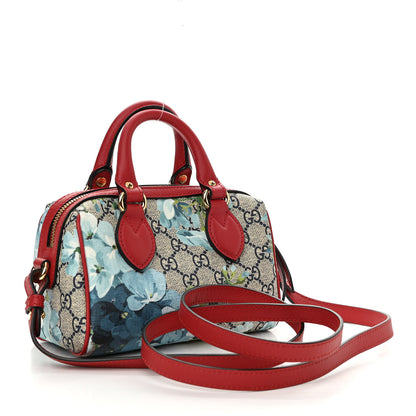 Gucci GG Supreme Monogram Blooms Mini Boston Navy Blue Hibiscus 3 of 11