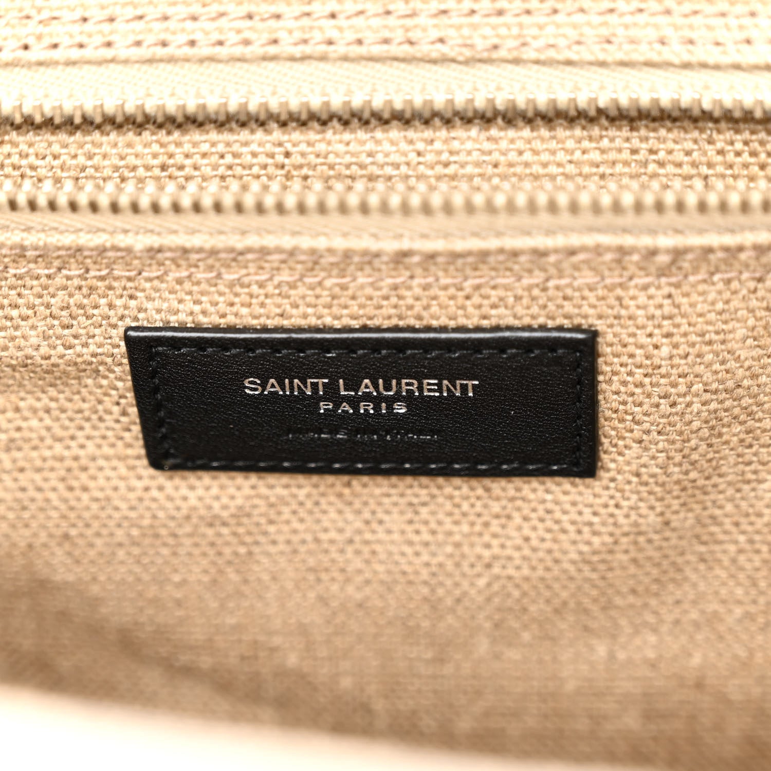 Saint Laurent Linen Calfskin Small Rive Gauche Tote Greggio Natural 6 of 9