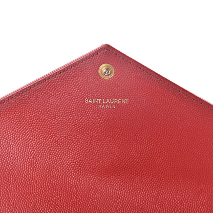 Saint Laurent Grain De Poudre Matelasse Chevron Monogram Flap Wallet Red 6 of 17