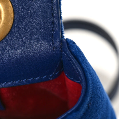 Gucci Velvet Matelasse Modern Embroidered Medium GG Marmont Shoulder Bag Cobalt 11 of 12