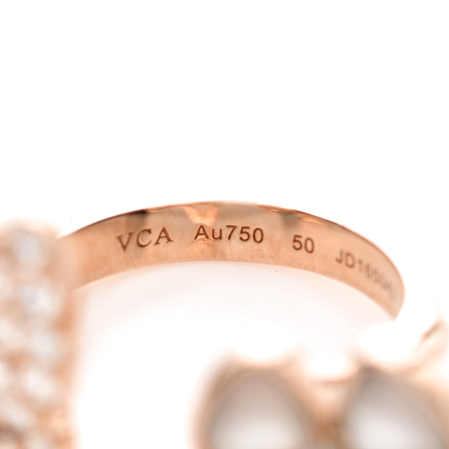 18K Rose Gold Diamond Mother of Pearl Two Butterfly Between The Finger Ring 50 5.25