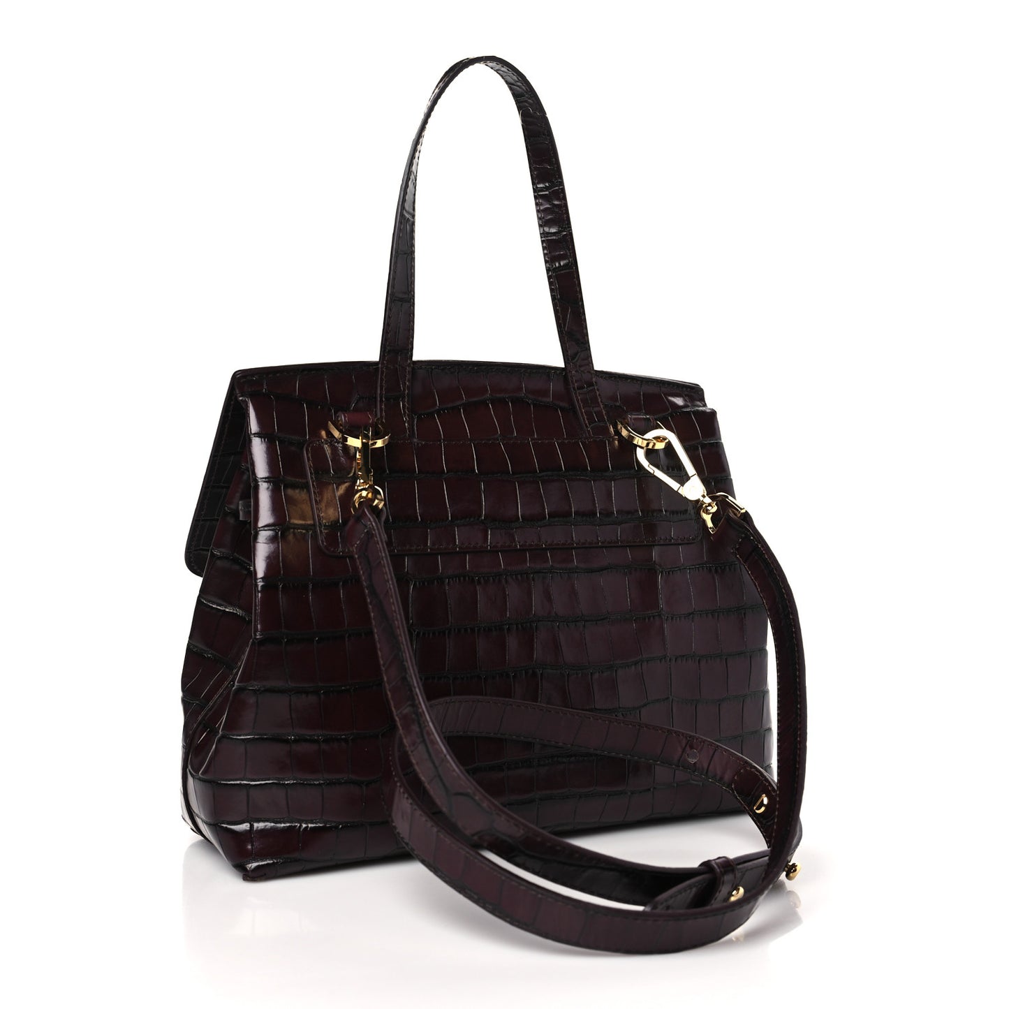 Calfskin Crocodile Embossed Lady Bag Burgundy