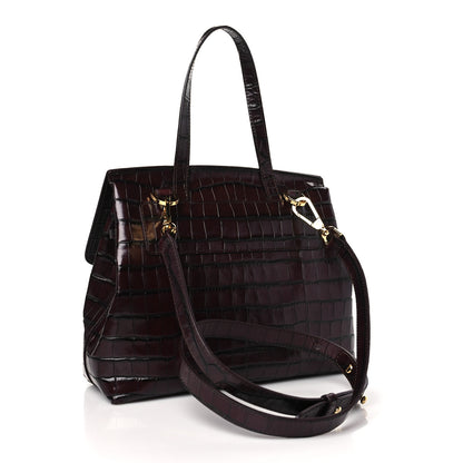 Mansur Gavriel Calfskin Crocodile Embossed Lady Bag Burgundy 3 of 8
