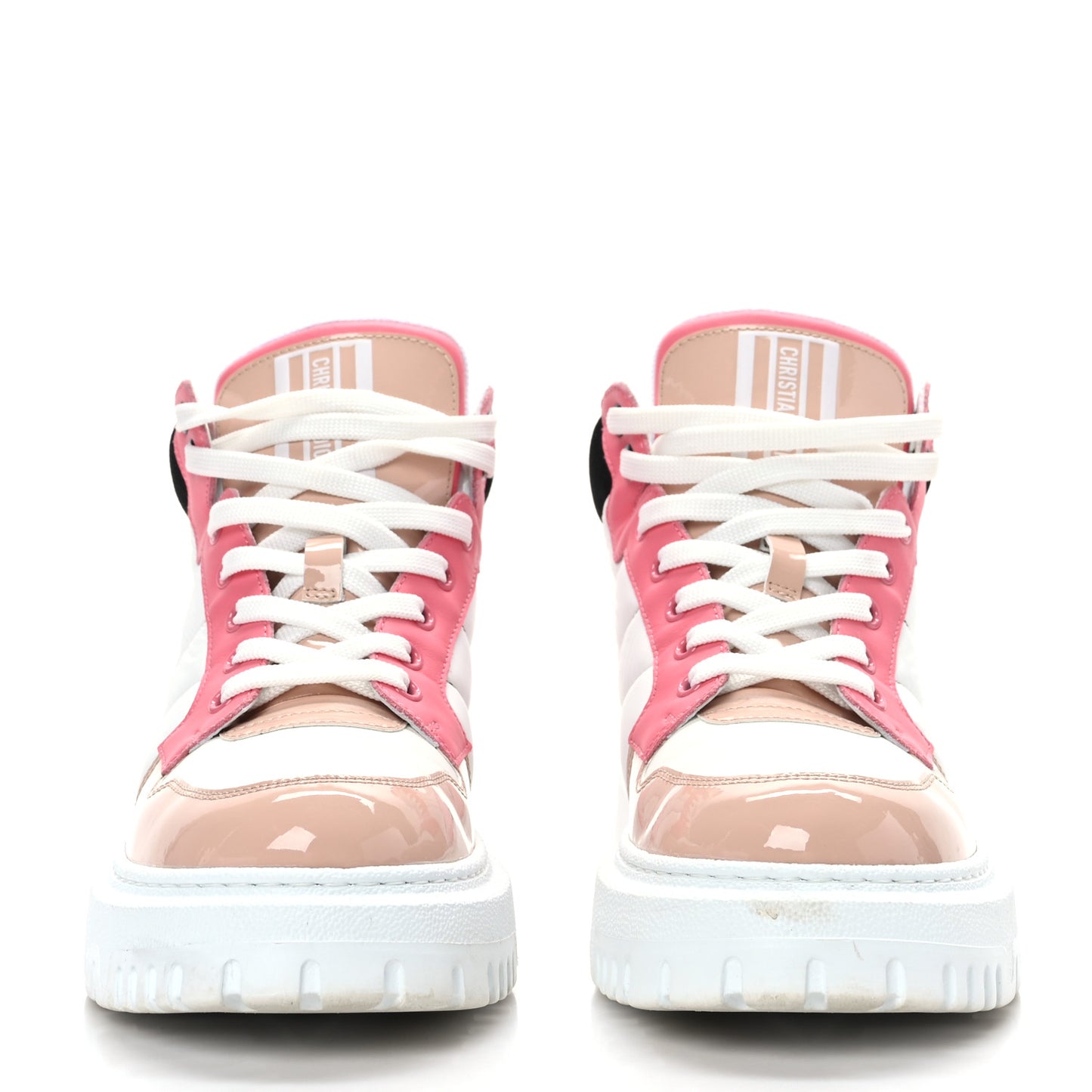 Nylon Calfskin Womens D-Player High Top Sneakers 38 Pink