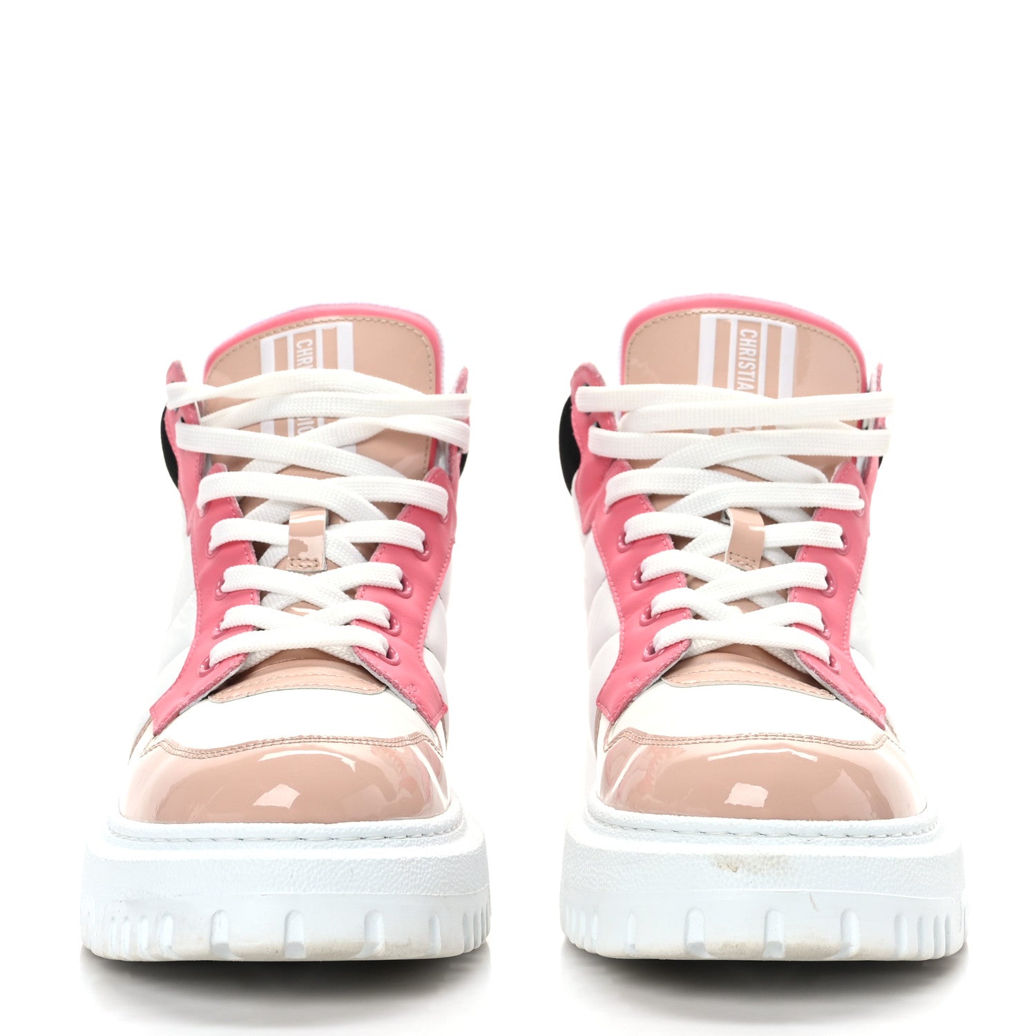 Christian Dior Nylon Calfskin Womens D-Player High Top Sneakers 38 Pink 2 of 8