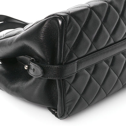 Chanel Metallic Goatskin Quilted Large City Rock Shopping Bag Black 9 of 11