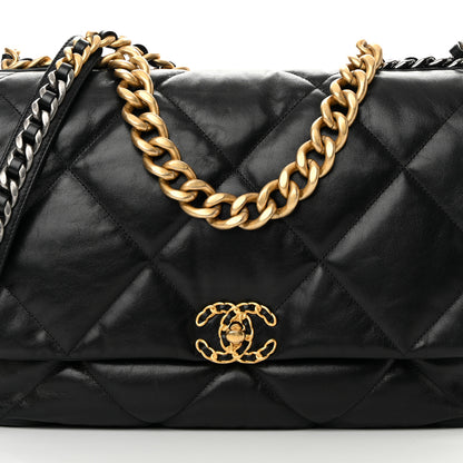 Chanel Lambskin Quilted Maxi Chanel 19 Flap Black 8 of 12