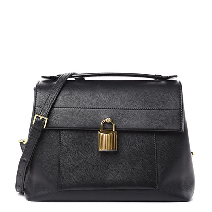 Tom Ford Calfskin Medium Leonica Padlock Satchel Bag Black 1 of 13
