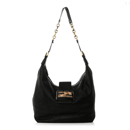 Fendi Vitello Savana Forever Hobo Black Tartaruga Natural 1 of 10