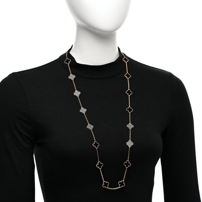 Van Cleef & Arpels 18K Yellow Gold Black Onyx 20 Motifs Vintage Alhambra Necklace 2 of 5
