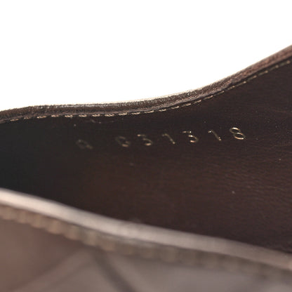 Chanel Calfskin Crocodile Embossed Patent Cap Toe CC Slingback Pumps 37.5 Chocolate Black 6 of 8