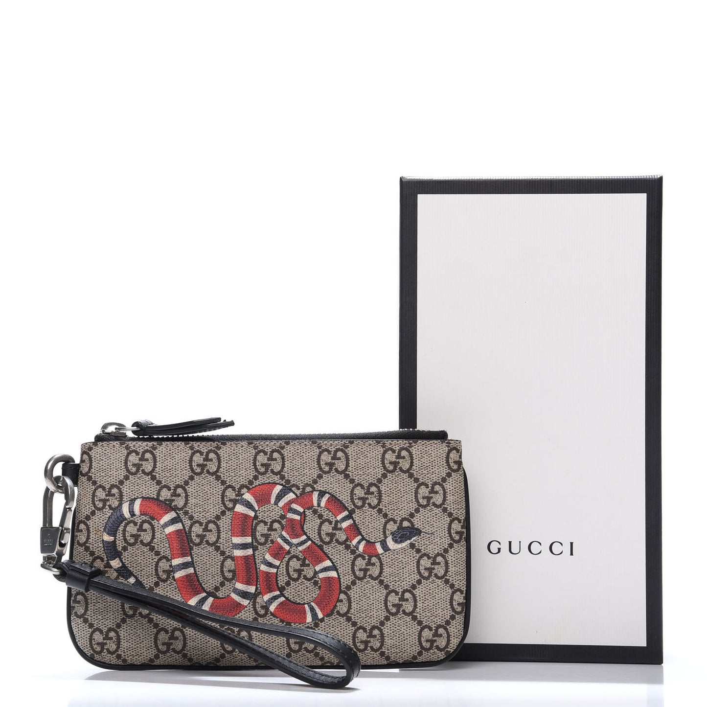 GG Supreme Monogram Kingsnake Zip Pouch Black