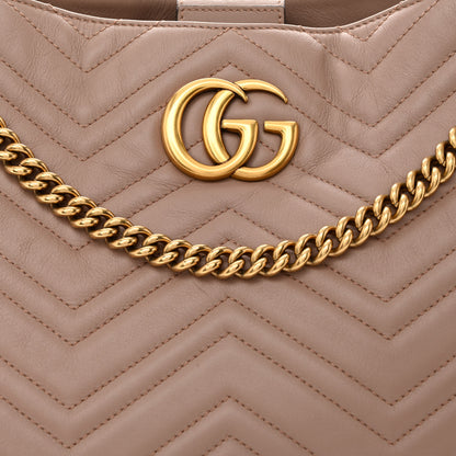 Gucci Calfskin Matelasse Medium GG Marmont Tote Porcelain Rose 8 of 10