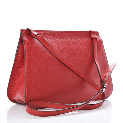 Gucci Pebbled Calfskin Medium Bamboo Daily Flap Shoulder Bag Red 3 of 12