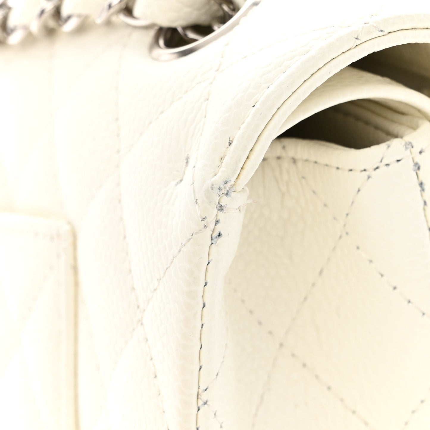 Caviar Quilted Medium Double Flap White