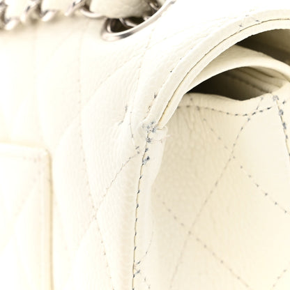 Chanel Caviar Quilted Medium Double Flap White 13 of 17