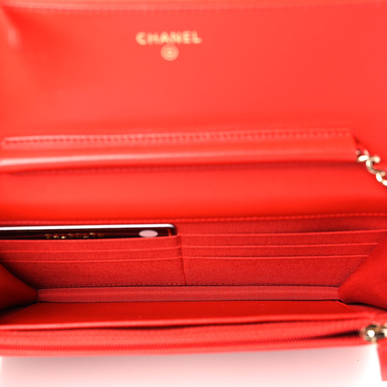 Chanel Lambskin Quilted Wallet On Chain WOC Light Red 5 of 9