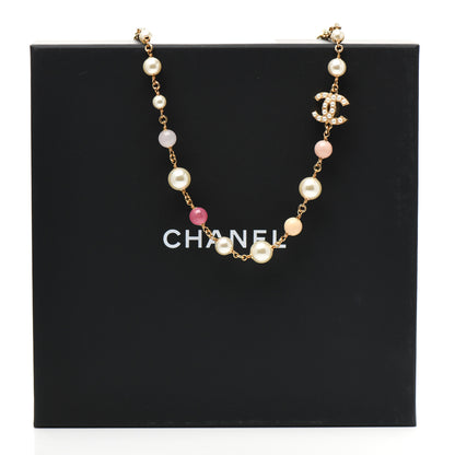 Chanel Pearl Bead CC Neckace Gold Pink 5 of 5