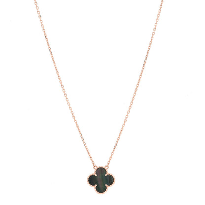 Van Cleef & Arpels 18K Rose Gold Gray Mother of Pearl Vintage Alhambra Pendant Necklace 1 of 7