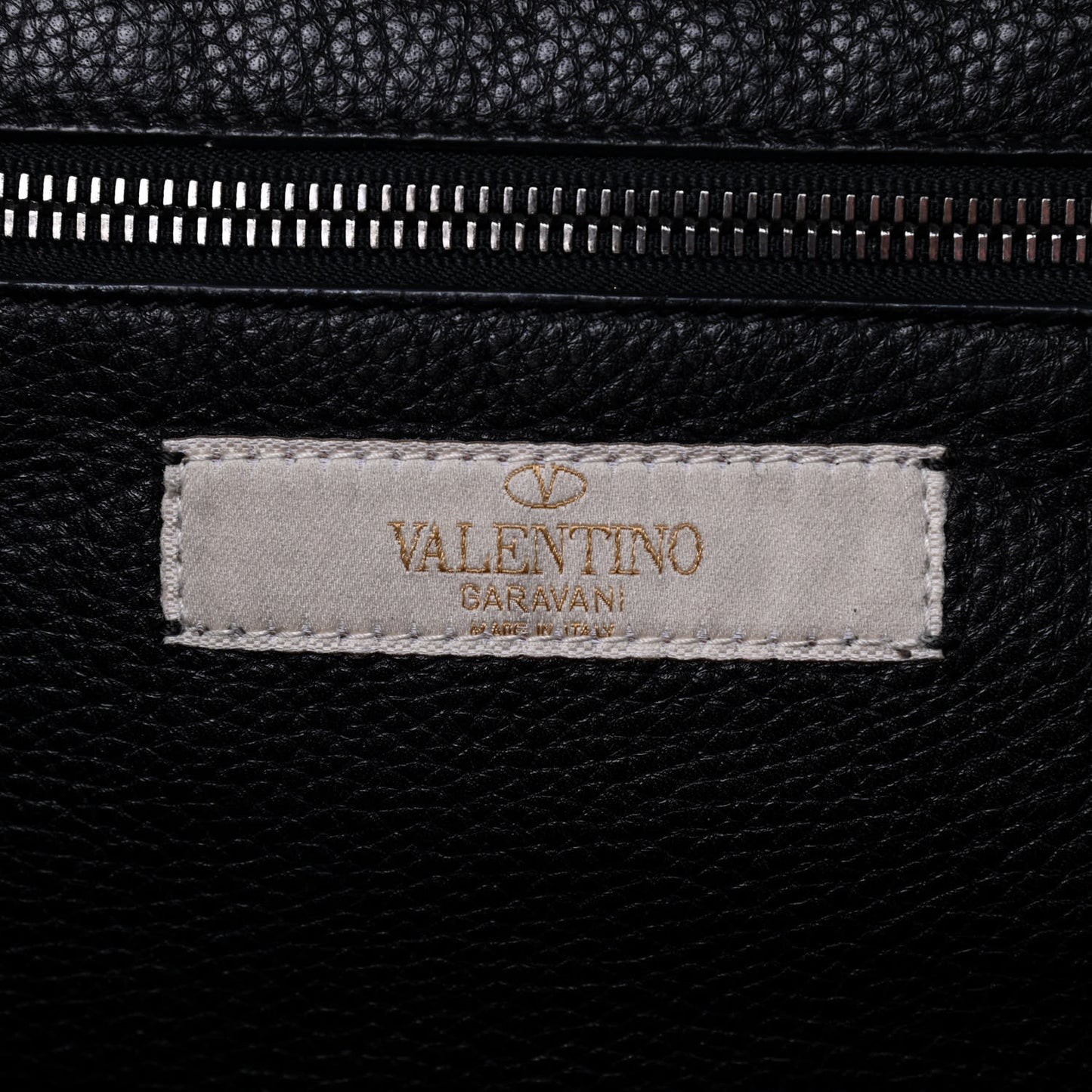 Grained Calfskin Turquoise Small Rockstud Rolling Tote Black