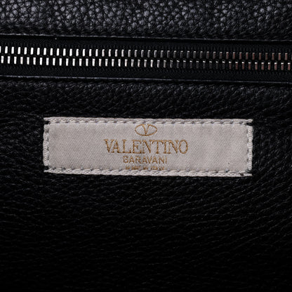 Valentino Garavani Grained Calfskin Turquoise Small Rockstud Rolling Tote Black 6 of 9