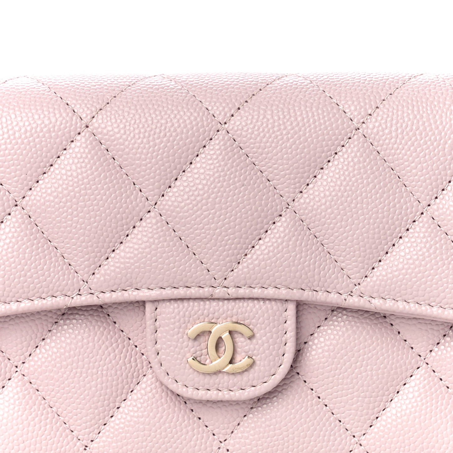 Caviar Quilted Medium Flap Wallet Light Pink