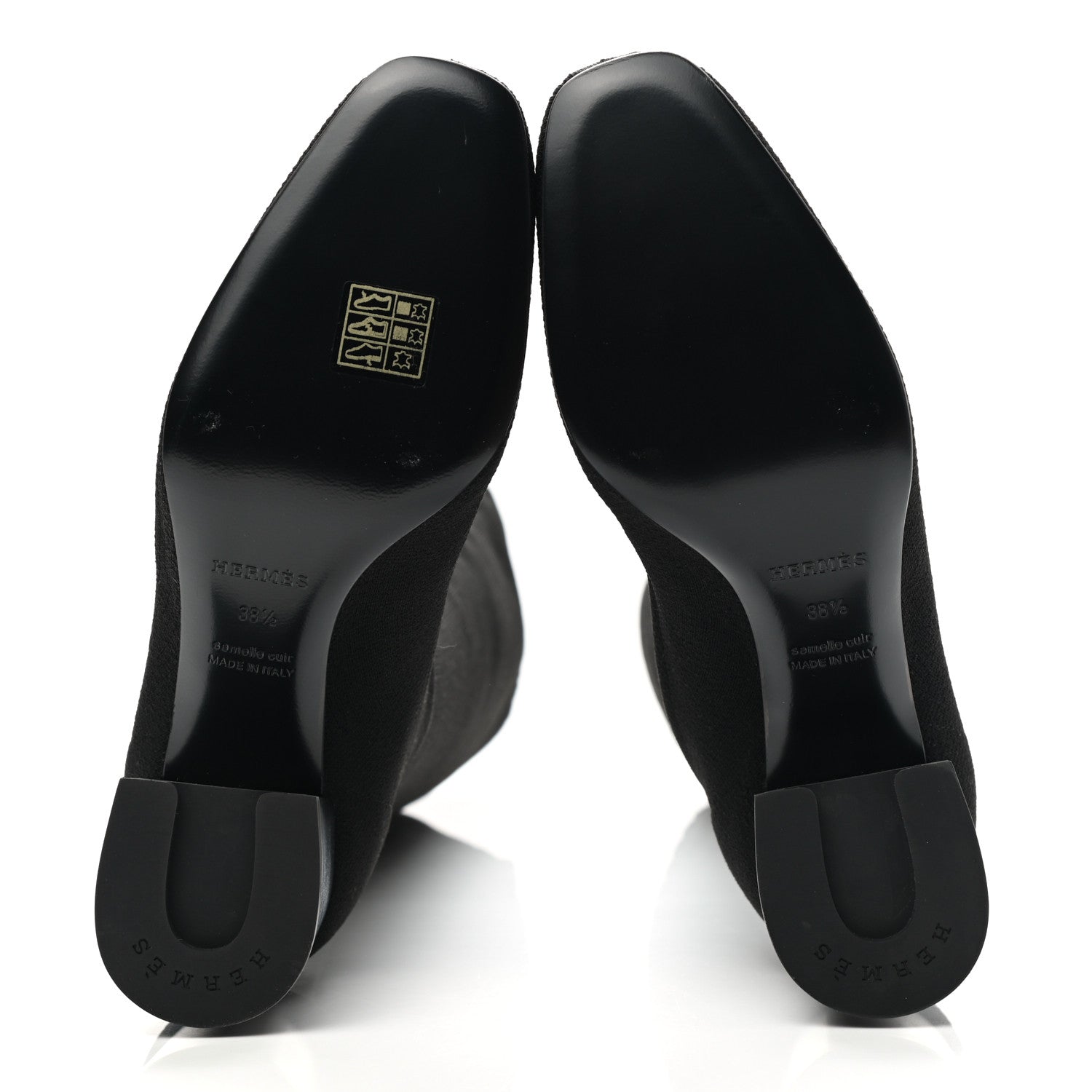 Hermes Knit Calfskin Fontaine 60 Boots 38.5 Black 5 of 8