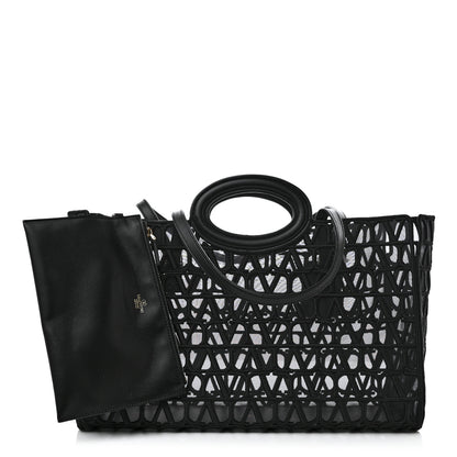 Valentino Garavani Toile Mesh Iconographe Goatskin Le Troisieme Shopping Bag Black 3 of 12