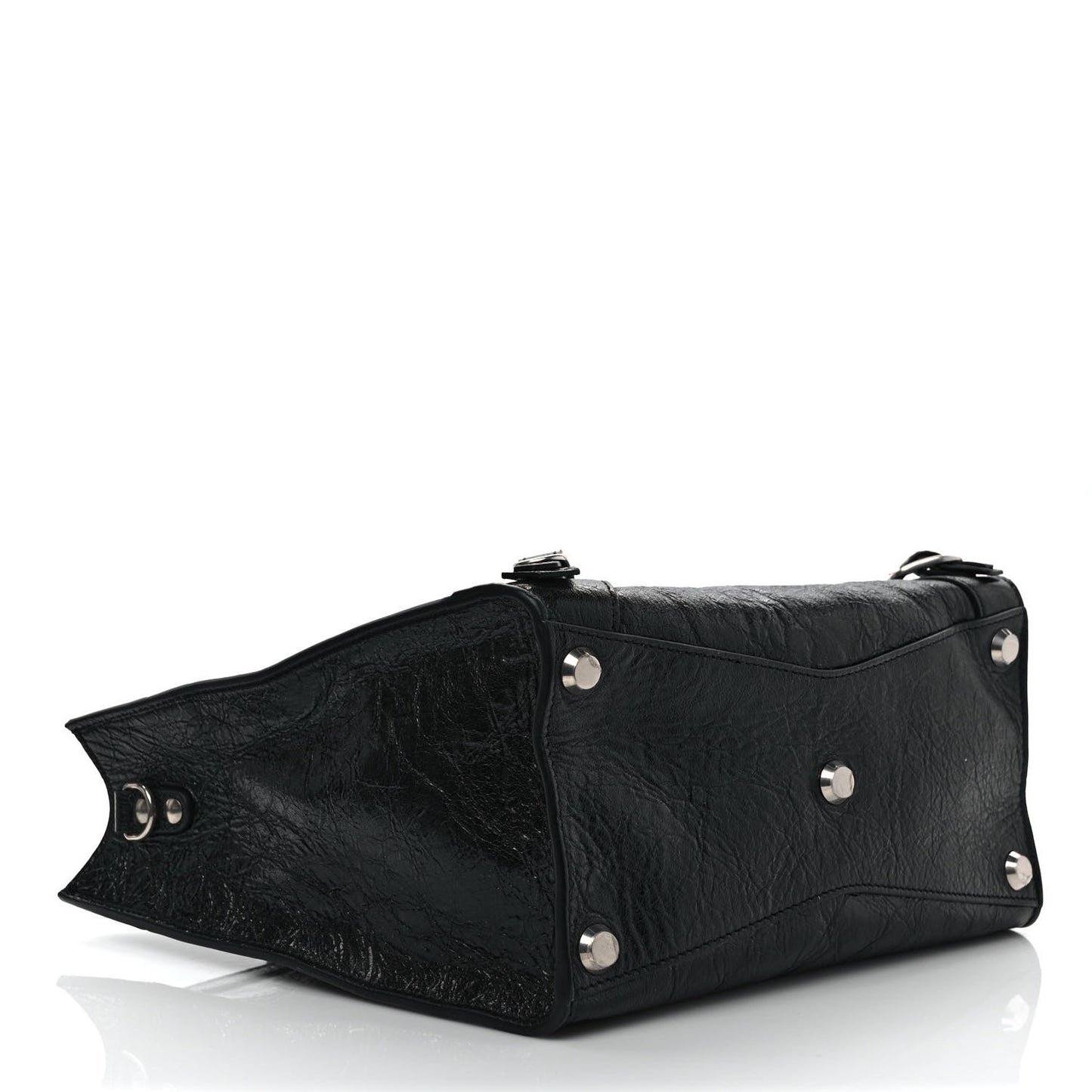 Agneau Arena Neo Classic Silver Hardware Medium Upside Down Tote Black
