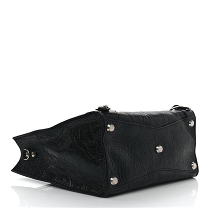Balenciaga Agneau Arena Neo Classic Silver Hardware Medium Upside Down Tote Black 4 of 8