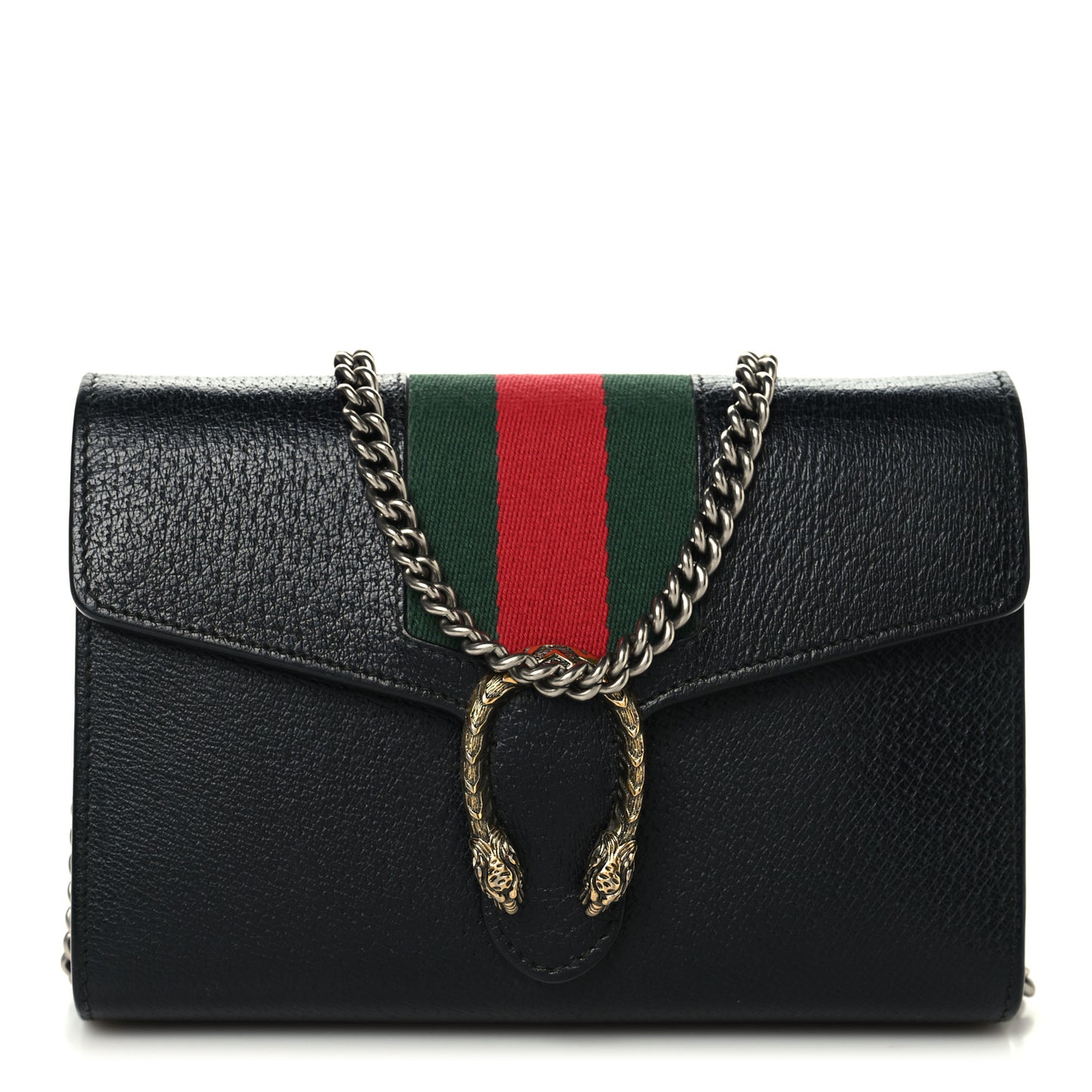 Calfskin Web Mini Dionysus Chain Wallet Black
