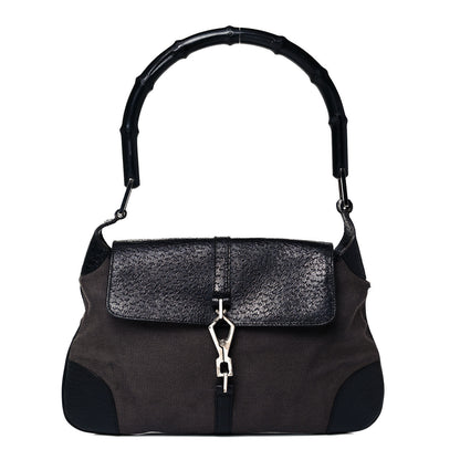 Gucci Calfskin Bamboo Handle Jackie O Hobo Black 1 of 9