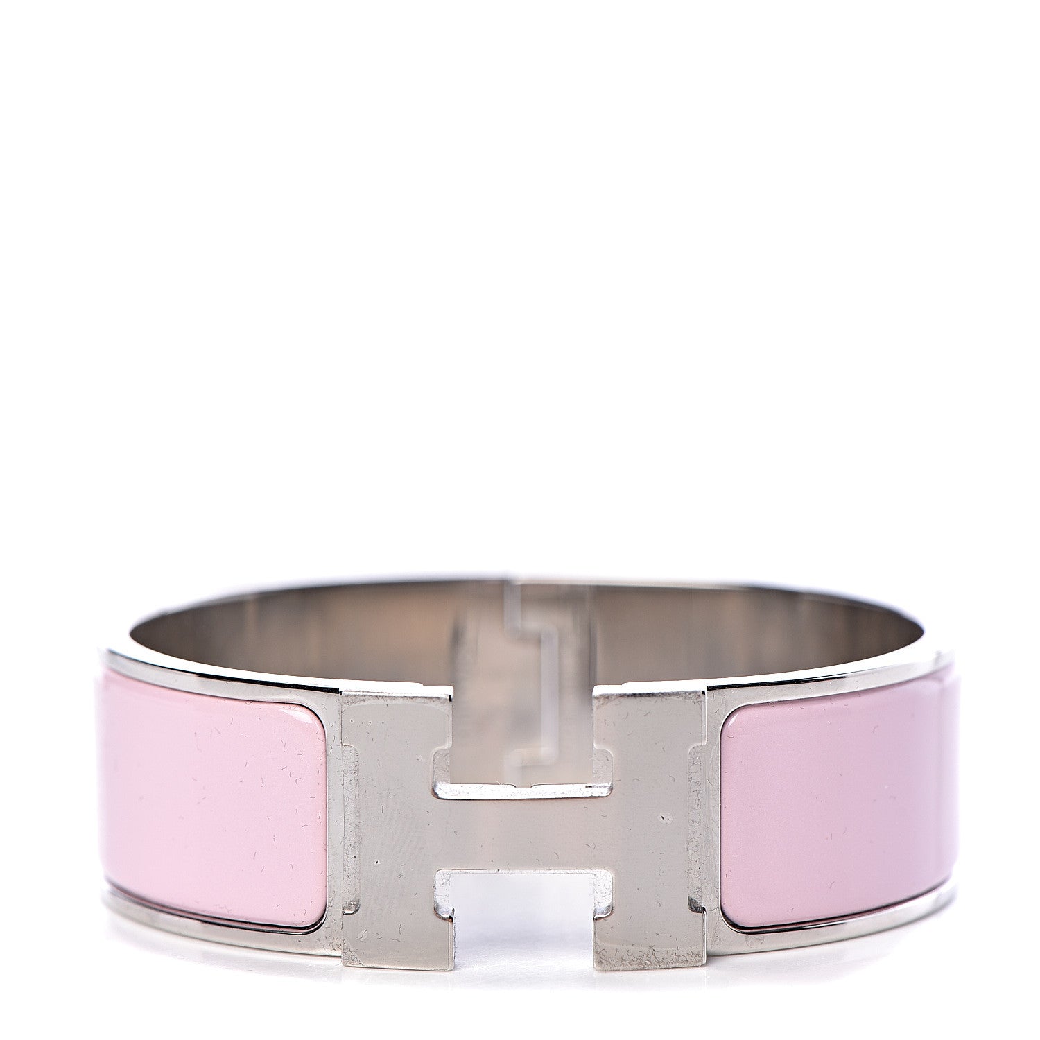 Hermes Enamel Wide Clic Clac H Bracelet GM Rose Dragee 1 of 4